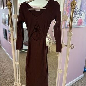 All in Favor Chocolate Long Sleeve Dress